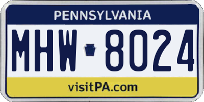 PA license plate MHW8024