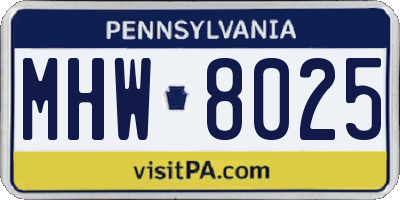 PA license plate MHW8025
