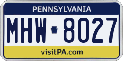 PA license plate MHW8027