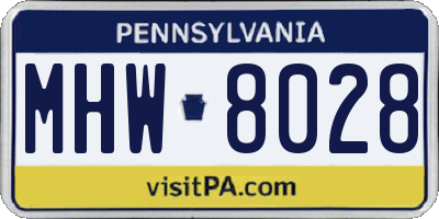 PA license plate MHW8028