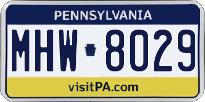 PA license plate MHW8029