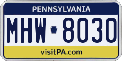 PA license plate MHW8030
