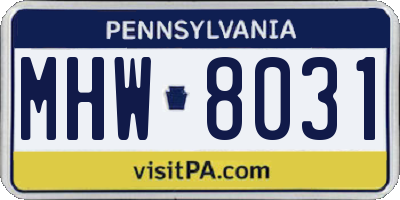 PA license plate MHW8031