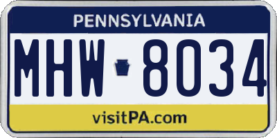 PA license plate MHW8034
