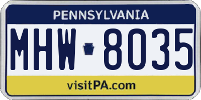 PA license plate MHW8035