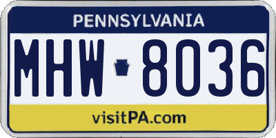 PA license plate MHW8036