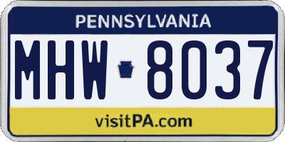 PA license plate MHW8037