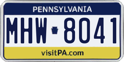 PA license plate MHW8041