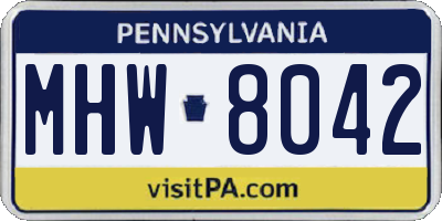 PA license plate MHW8042