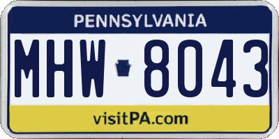 PA license plate MHW8043
