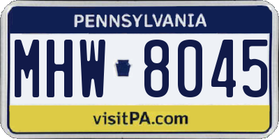 PA license plate MHW8045