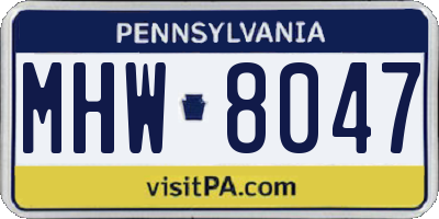 PA license plate MHW8047