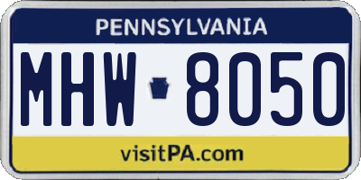PA license plate MHW8050