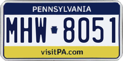 PA license plate MHW8051