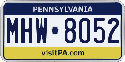 PA license plate MHW8052