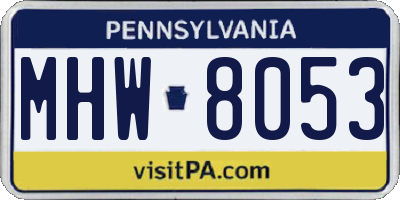 PA license plate MHW8053