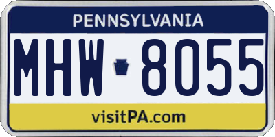 PA license plate MHW8055