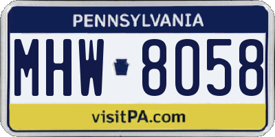 PA license plate MHW8058