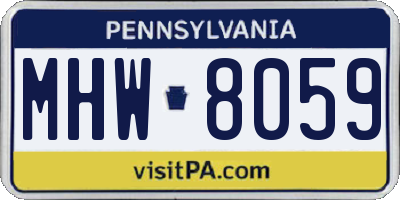 PA license plate MHW8059