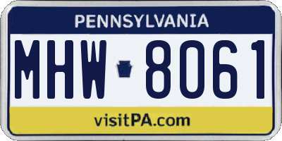 PA license plate MHW8061