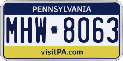 PA license plate MHW8063