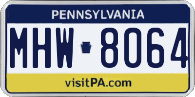 PA license plate MHW8064