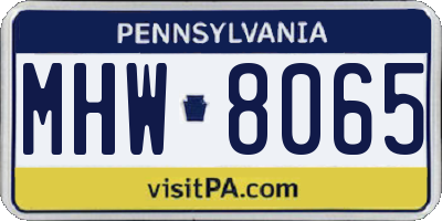 PA license plate MHW8065