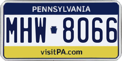 PA license plate MHW8066