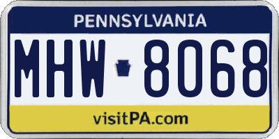 PA license plate MHW8068
