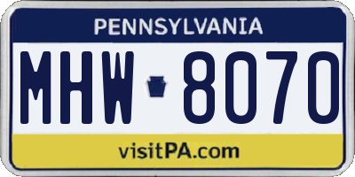 PA license plate MHW8070