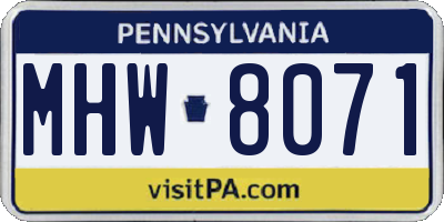 PA license plate MHW8071
