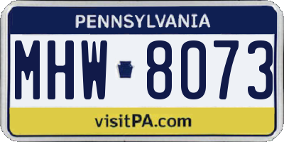 PA license plate MHW8073