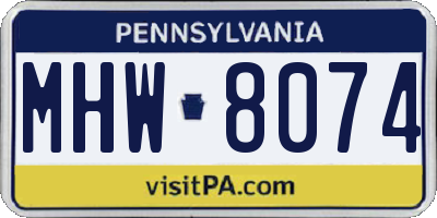 PA license plate MHW8074