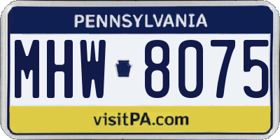 PA license plate MHW8075