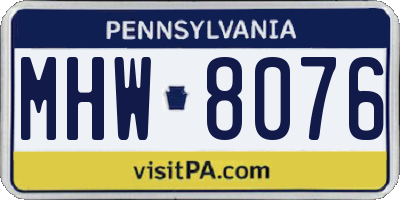 PA license plate MHW8076
