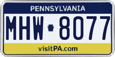 PA license plate MHW8077