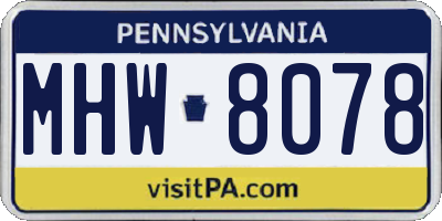 PA license plate MHW8078