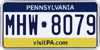 PA license plate MHW8079