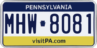 PA license plate MHW8081