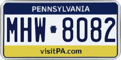 PA license plate MHW8082