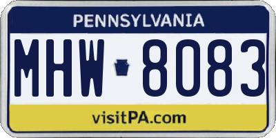 PA license plate MHW8083