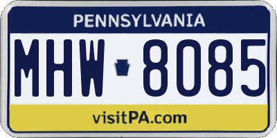 PA license plate MHW8085