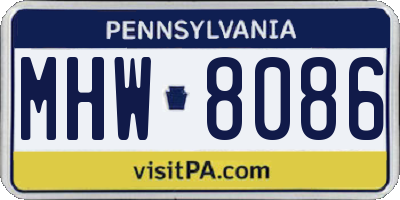 PA license plate MHW8086