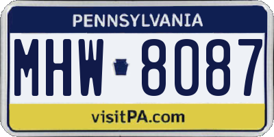 PA license plate MHW8087
