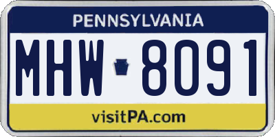 PA license plate MHW8091