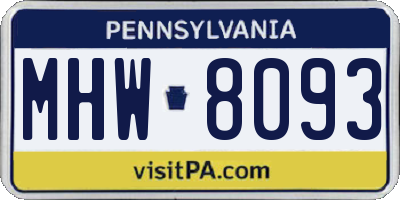 PA license plate MHW8093