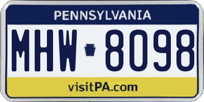 PA license plate MHW8098