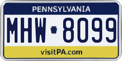 PA license plate MHW8099