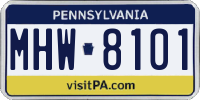 PA license plate MHW8101