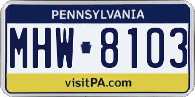 PA license plate MHW8103